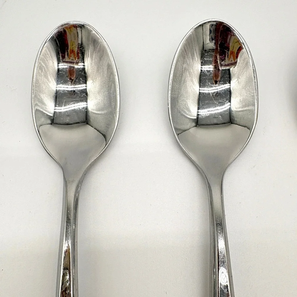 Towle Living Texture Hammered Metal Stainless Steel Soup Spoon Set 4 Flatware